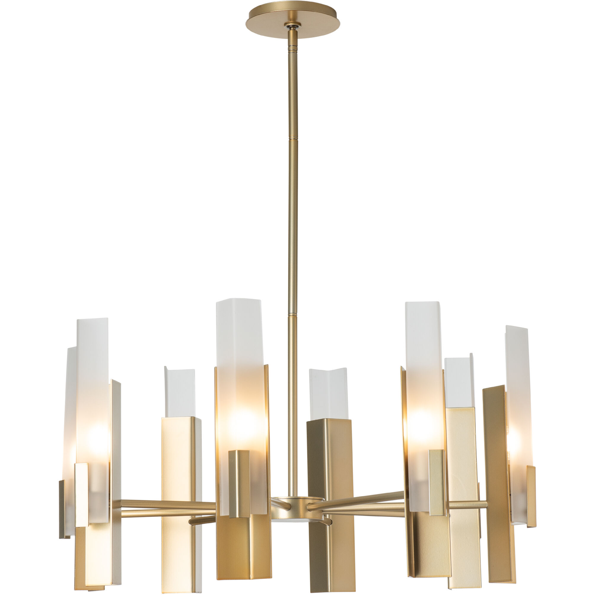 Summit 8 Light 31.2 inch Modern Brass Pendant Ceiling Light in Frosted