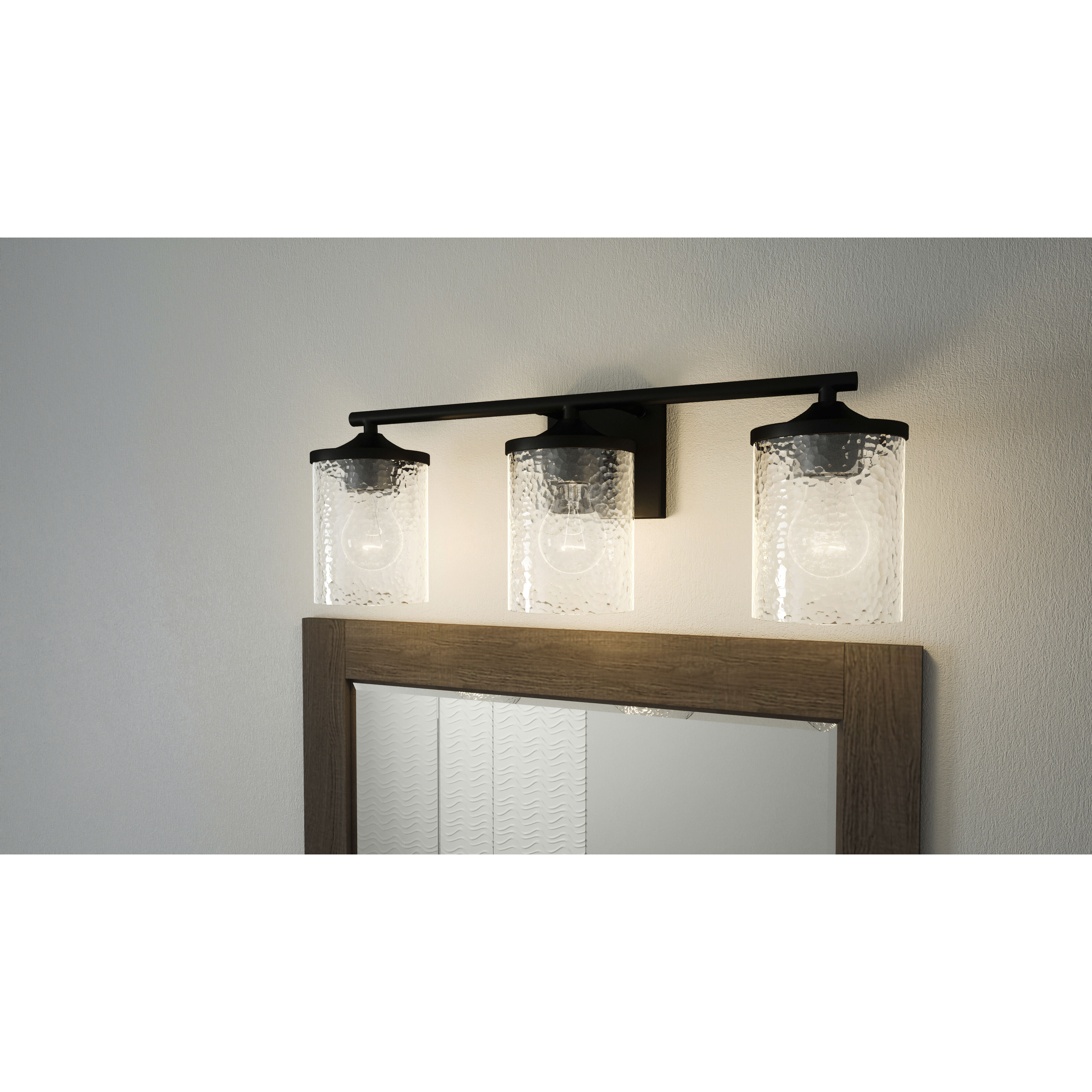Abner 3 Light 21 inch Matte Black Bath Light Wall Light