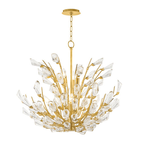 Tulip 9 Light 27.75 inch Gold Leaf Chandelier Ceiling Light