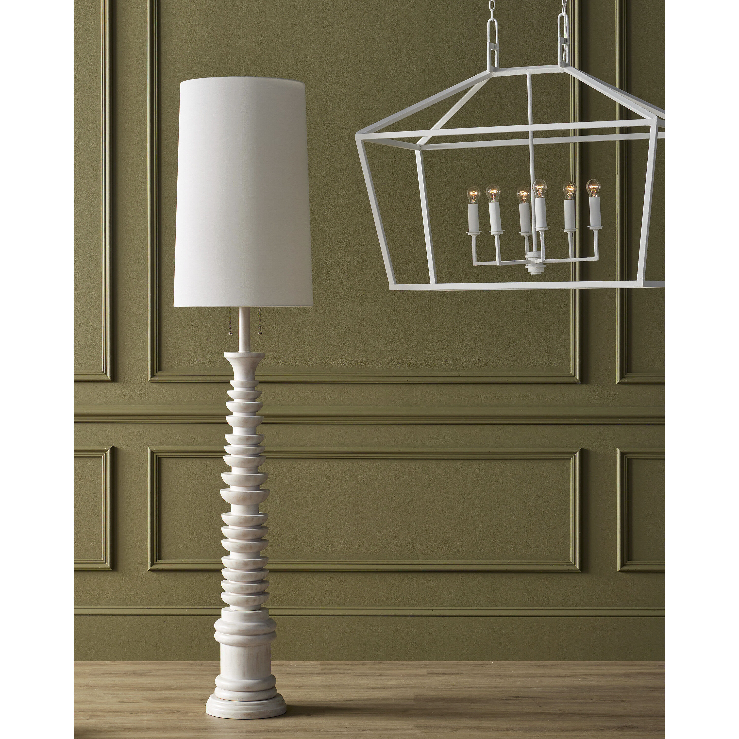 Currey Company Malayan Whitewash Floor Lamp