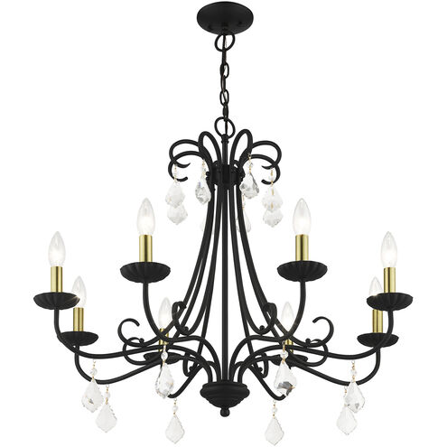 Daphne 8 Light 29.75 inch Black with Antique Brass Finish Accents Chandelier Ceiling Light in Black with Antique Brass Accents, Large