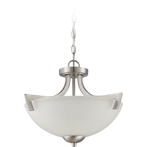 Almeda 3 Light 18 inch Satin Nickel Convertible Semi Flush Ceiling Light in Frost White, Convertible to Pendant