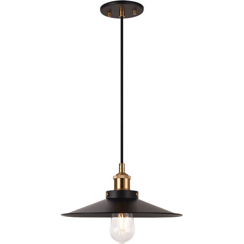 Bulstrode's Workshop 1 Light 12 inch Aged Gold Brass Pendant Ceiling Light in Aged Gold Brass and Black