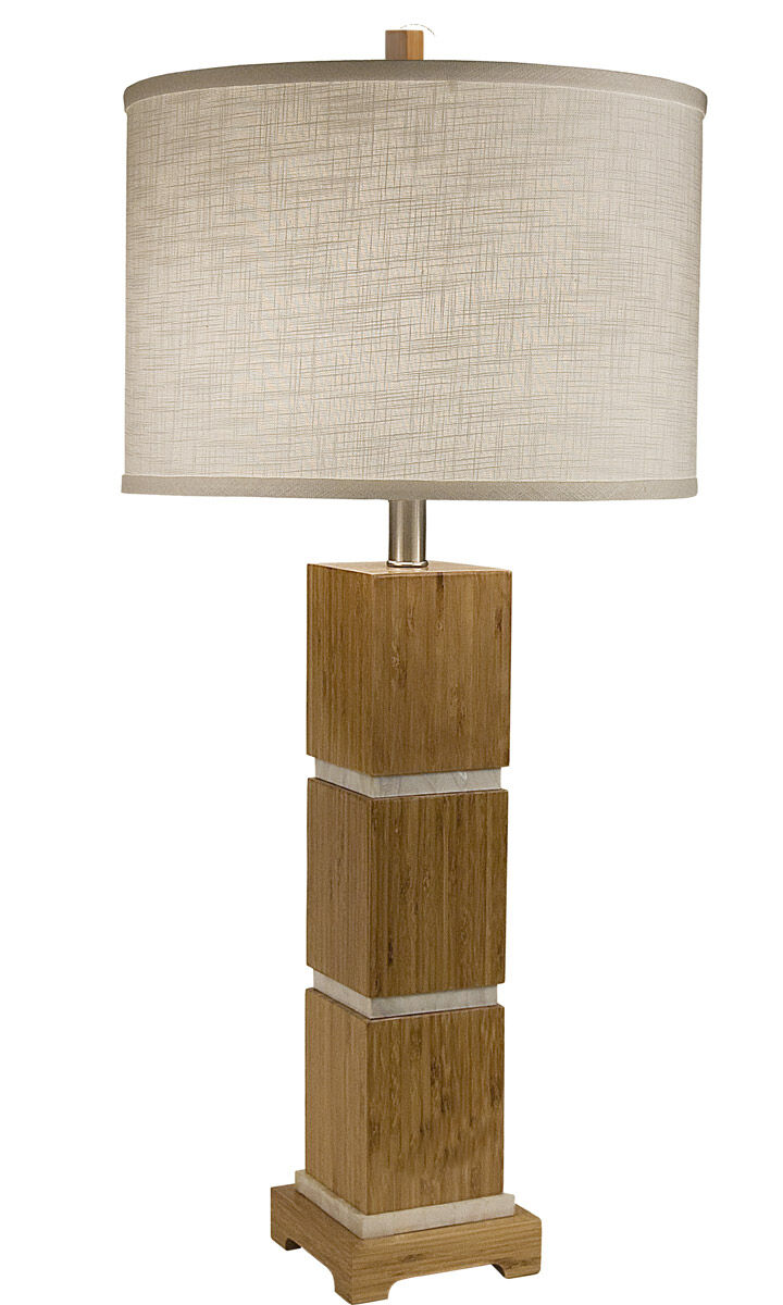 Tahiti 32 inch 100 watt Bamboo Wood Table Lamp Portable Light