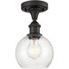 Ballston Athens LED 6 inch Oil Rubbed Bronze Semi-Flush Mount Ceiling Light in Seedy Glass