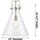 Downtown Urban Newton Cone 1 Light 14 inch Matte Black Pendant Ceiling Light in Clear