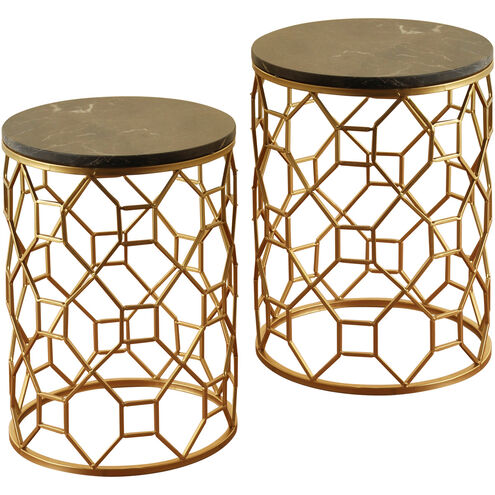 Signature 17 inch Gold and Light Brown Nesting Table