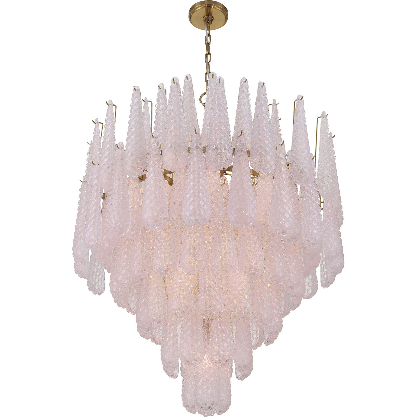 Ollie 21 Light 33.25 inch Aged Brass Chandelier Ceiling Light in Sand Glass Blush