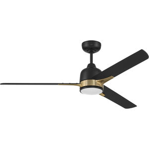 Fuller 52 inch Flat Black/Satin Brass with Flat Black Blades Ceiling Fan (Blades Included) in Flat Black and Satin Brass