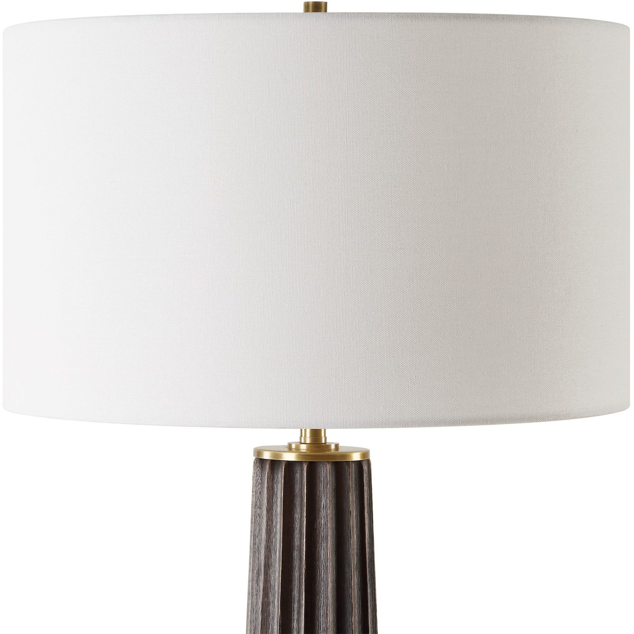 Forage 31.5 inch 100.00 watt Dark Stain Oak and Antique Brass Table Lamp Portable Light