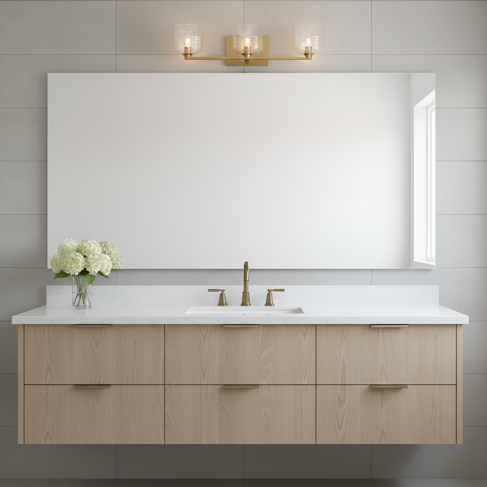 Drew & Jonathan Lochdale 3 Light 24.25 inch Satin Brass Vanity Light Wall Light, Large