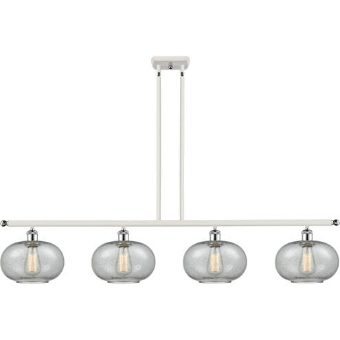 Ballston Gorham 4 Light 48 inch White and Polished Chrome Island Light Ceiling Light in Charcoal Glass, Ballston