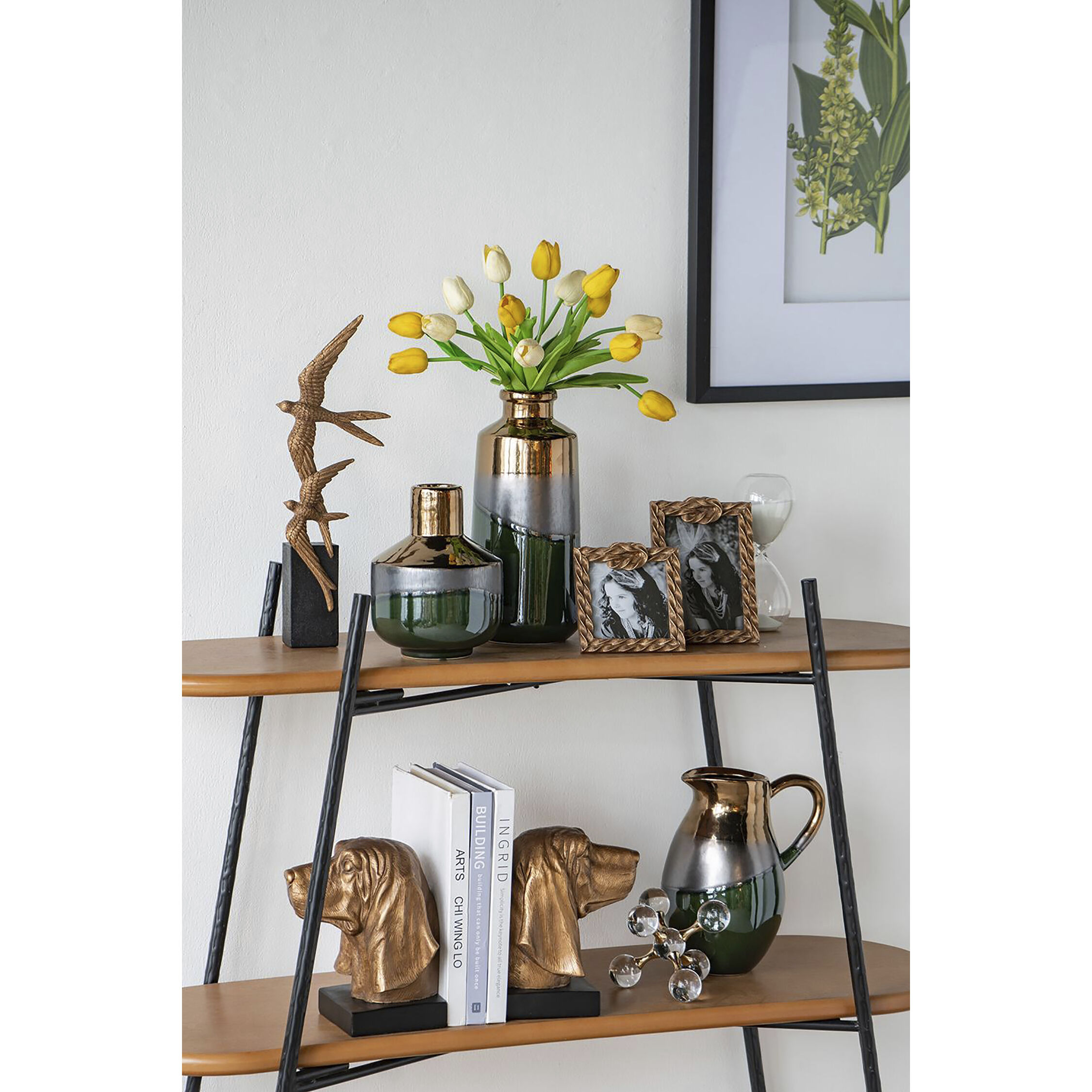 Basset Hound 7 X 5.9 inch Bronze and Black Bookends