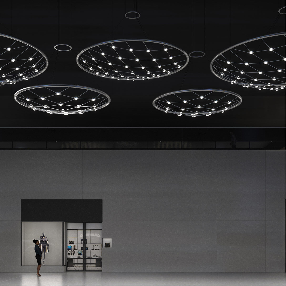 Constellation Galaxy Matrix LED 61 inch Bright Satin Aluminum Pendant Ceiling Light