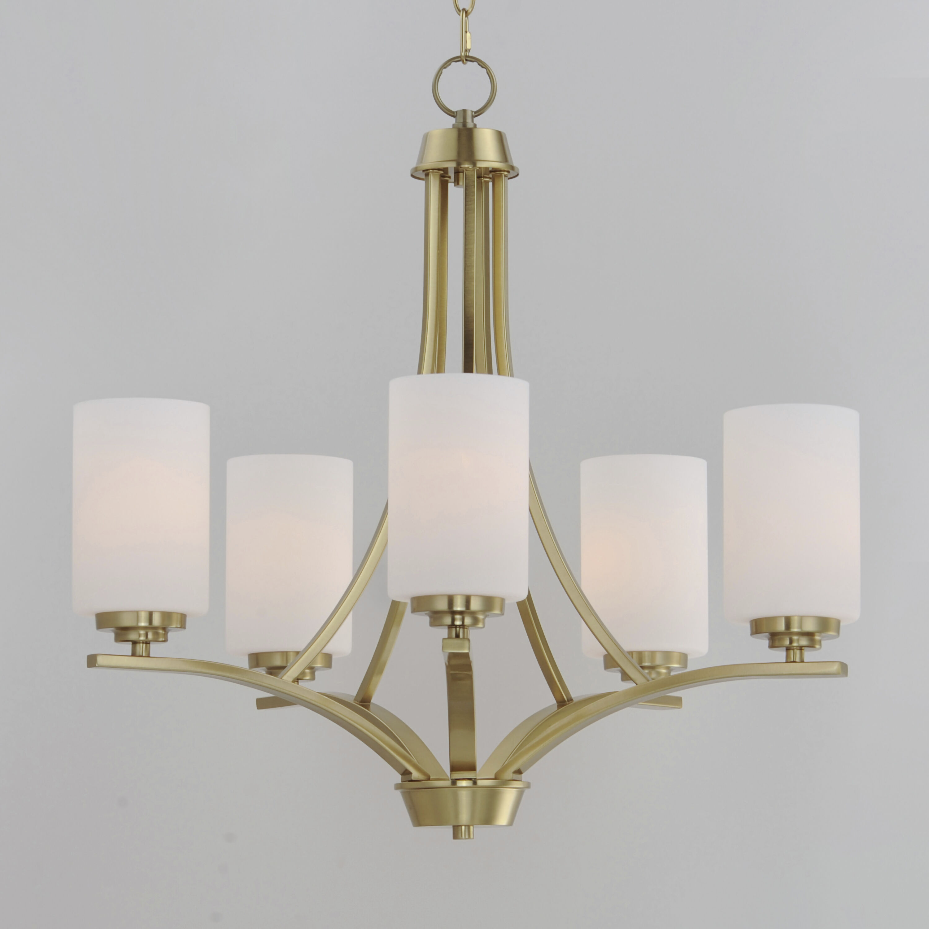 Deven 5 Light 24 inch Satin Brass Single-Tier Chandelier Ceiling Light
