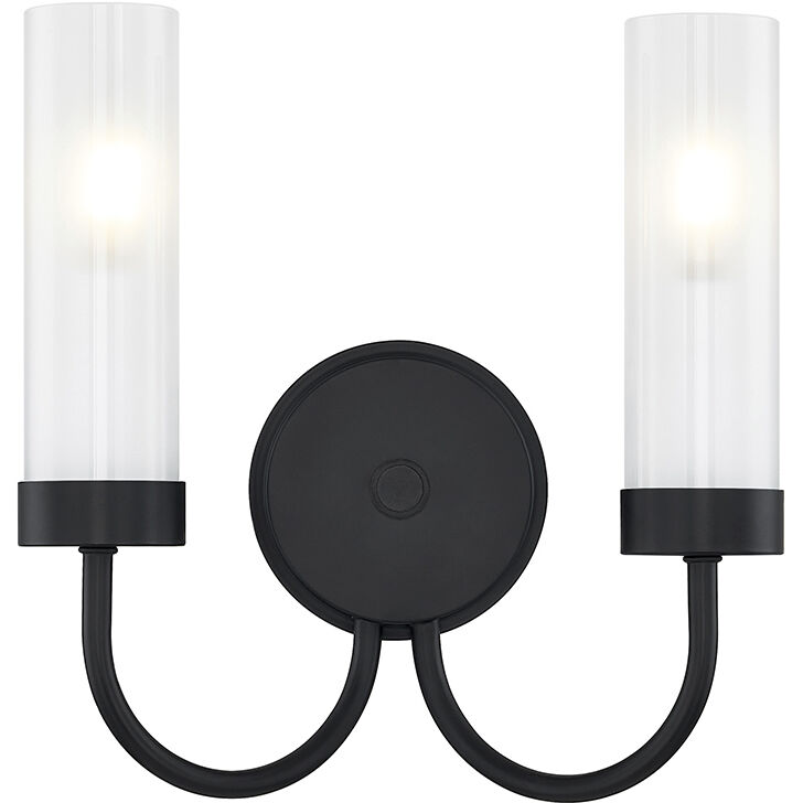 Fusion Collection 2 Light 11.5 inch Matte Black ADA Wall Sconce Wall Light, Anchor Family