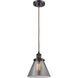 Ballston Large Cone LED 8 inch Oil Rubbed Bronze Mini Pendant Ceiling Light in Plated Smoke Glass, Ballston