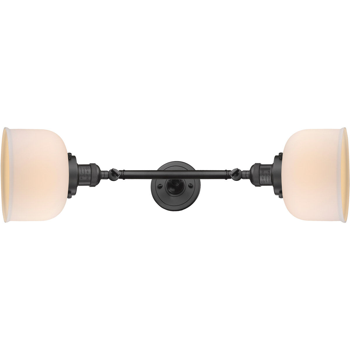 Franklin Restoration Large Bell 2 Light 19 inch Oil Rubbed Bronze Bath Vanity Light Wall Light in Matte White Glass, Franklin Restoration