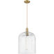 Downtown Urban Bridal Veil 1 Light 12 inch Brushed Brass Mini Pendant Ceiling Light in Clear