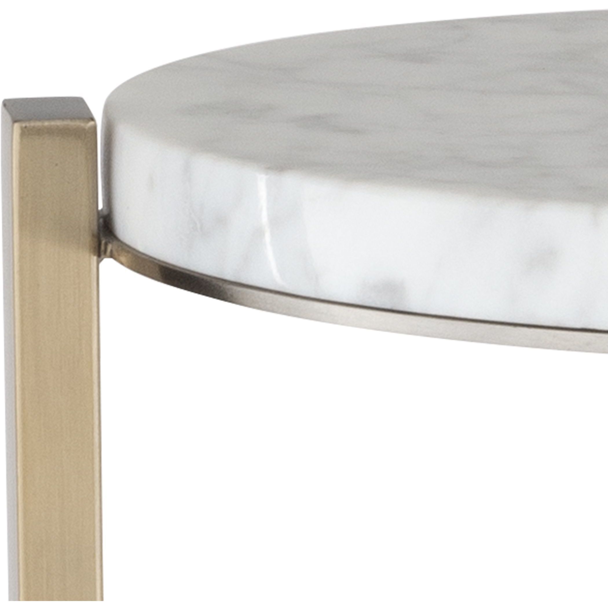 Pietra 23 X 10.63 inch Antique Brass and Carrara Marble Drink Table