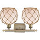 Ballston Farmhouse Rope LED 16 inch Antique Brass Bath Vanity Light Wall Light in White Glass with Brown Rope, Ballston