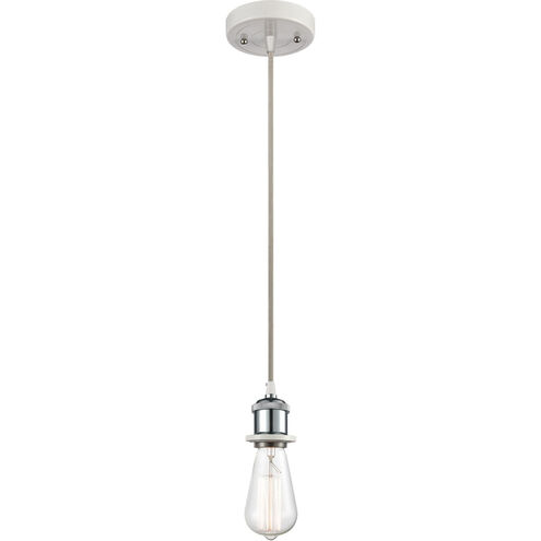 Ballston Bare Bulb LED 5 inch White and Polished Chrome Mini Pendant Ceiling Light, Ballston