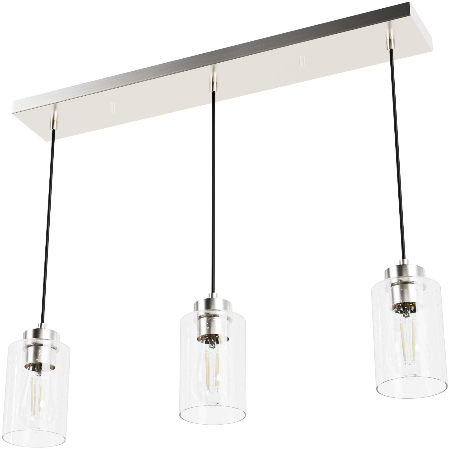 Hartland 3 Light 4.5 inch Brushed Nickel Linear Cluster Pendant Ceiling Light, Medium