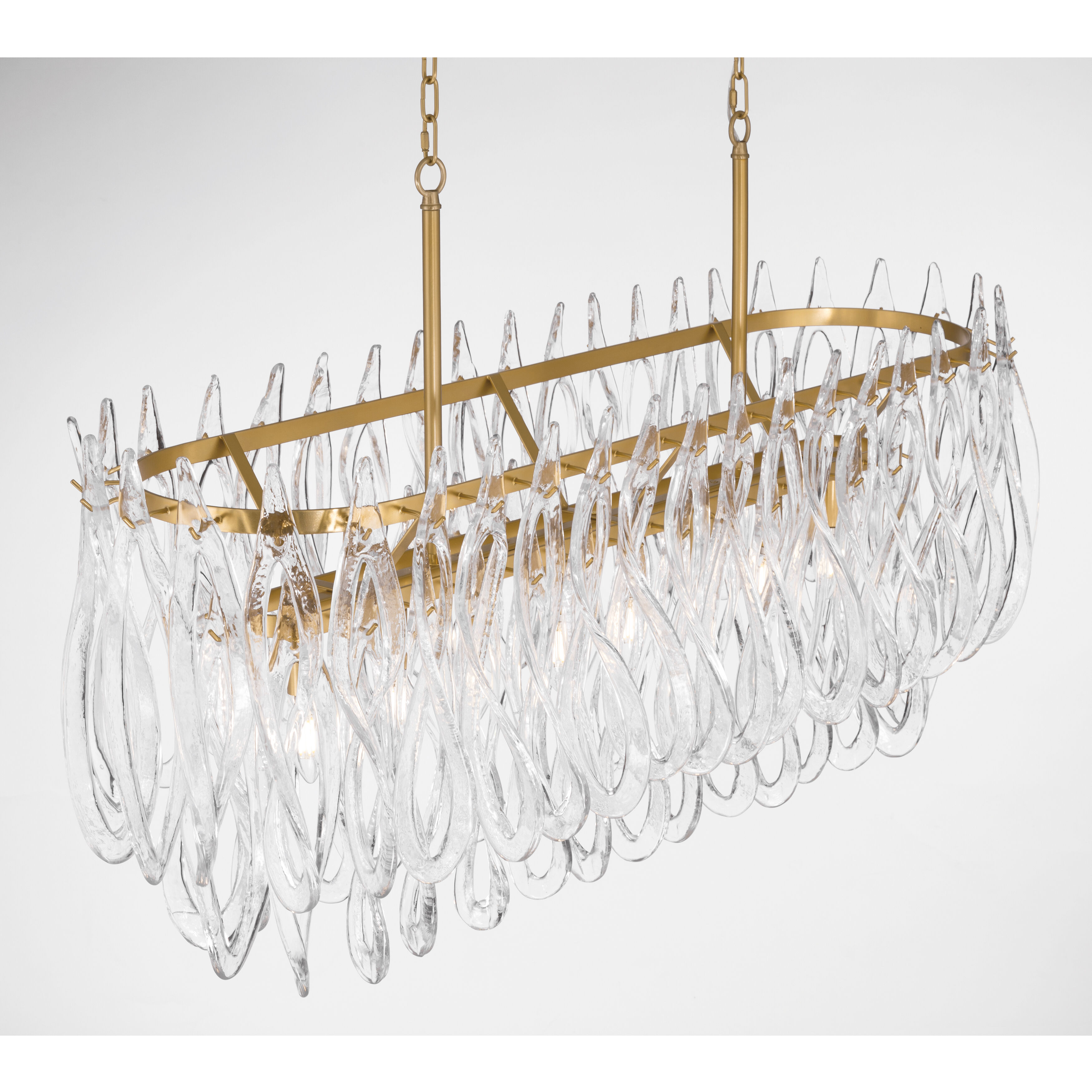 Glassara 8 Light 48 inch Legacy Brass Linear Chandelier Ceiling Light