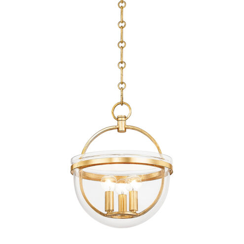 Malloy 3 Light 11.75 inch Vintage Gold Leaf Hanging Lantern Ceiling Light