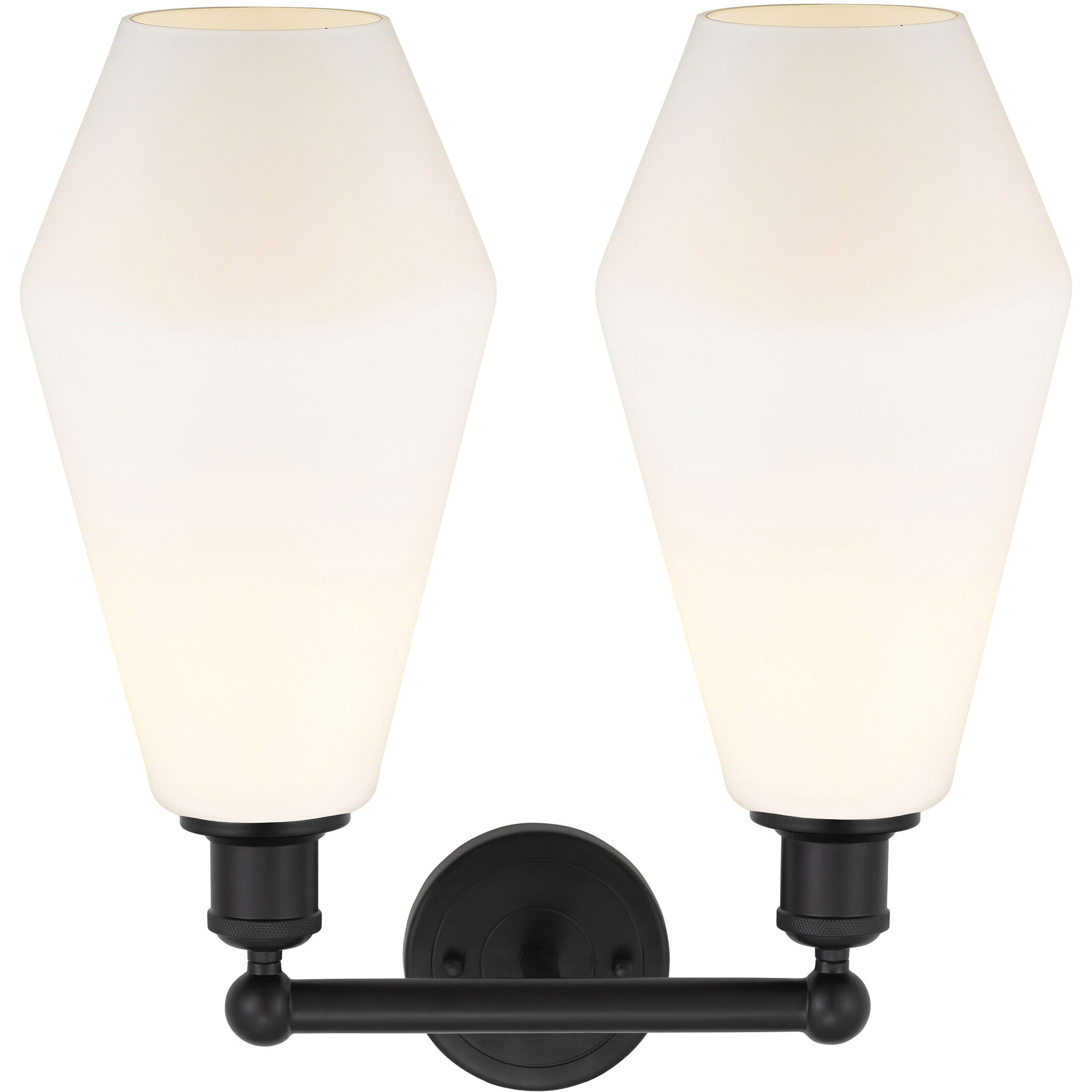 Cindyrella 2 Light 16 inch Matte Black Bath Vanity Light Wall Light in Matte White Glass