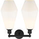 Cindyrella 2 Light 16 inch Matte Black Bath Vanity Light Wall Light in Matte White Glass