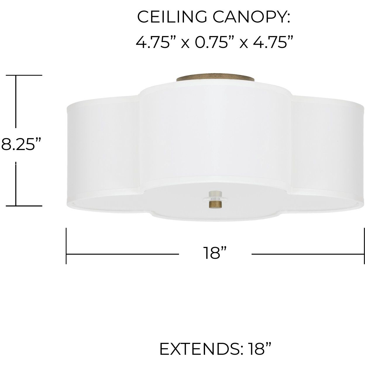 Quinn 4 Light 18 inch Brushed Gold Semi-Flush Mount Ceiling Light