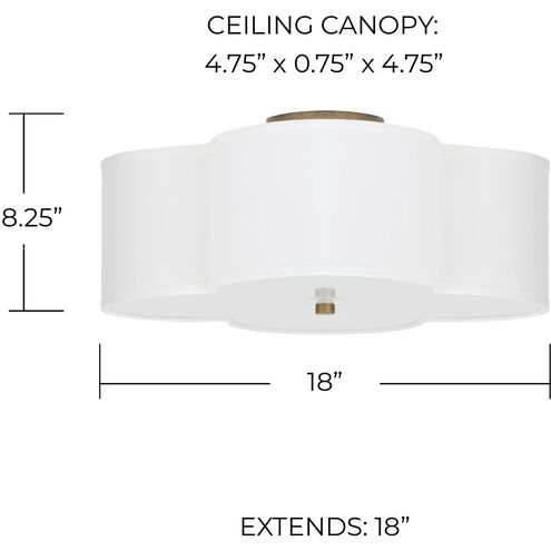 Quinn 4 Light 18 inch Brushed Gold Semi-Flush Mount Ceiling Light