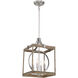 Country Estates 4 Light 15 inch Sun Faded Wood/Brushed Nickel Pendant Ceiling Light