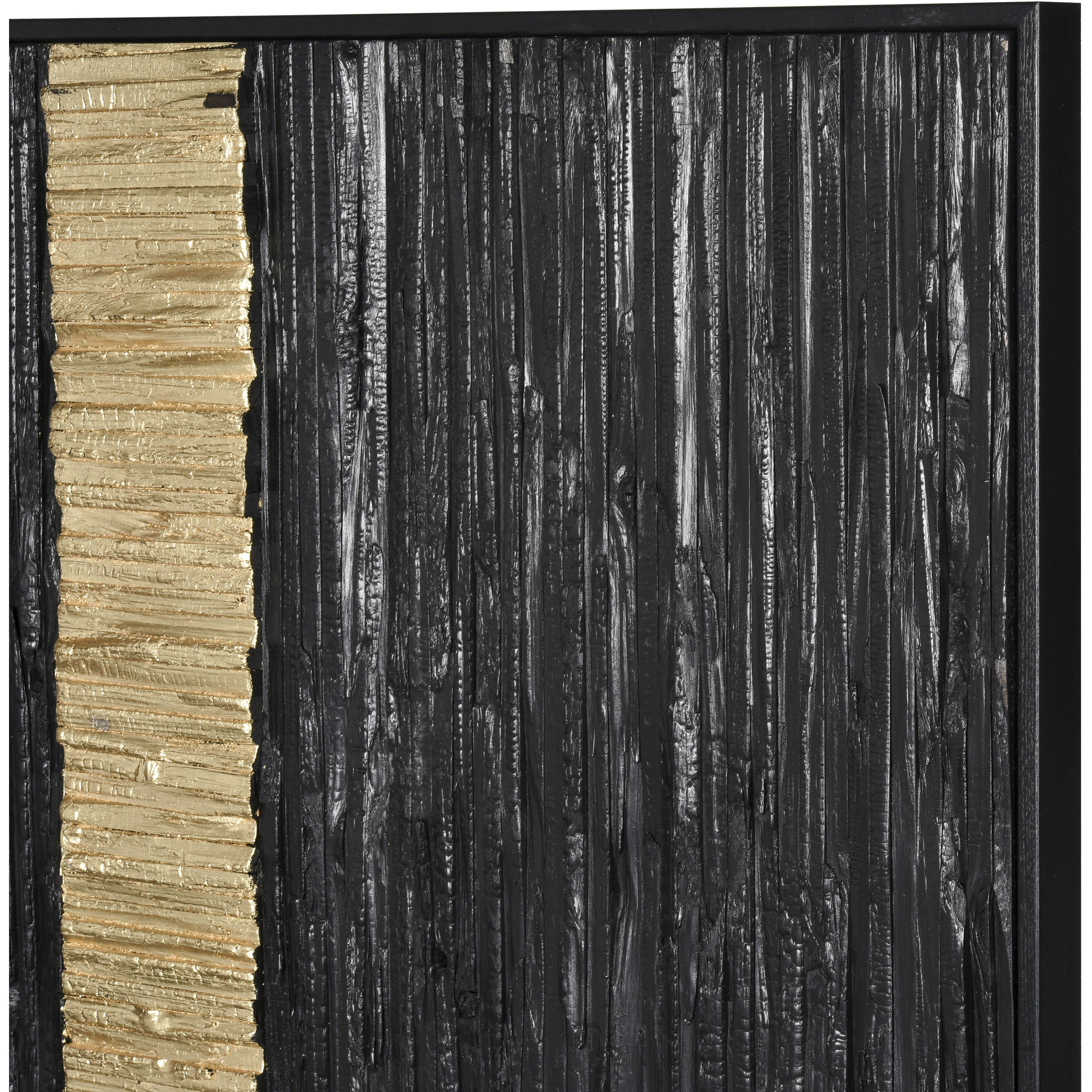 Stripe Wood Black with Gold Dimensional Wall Art
