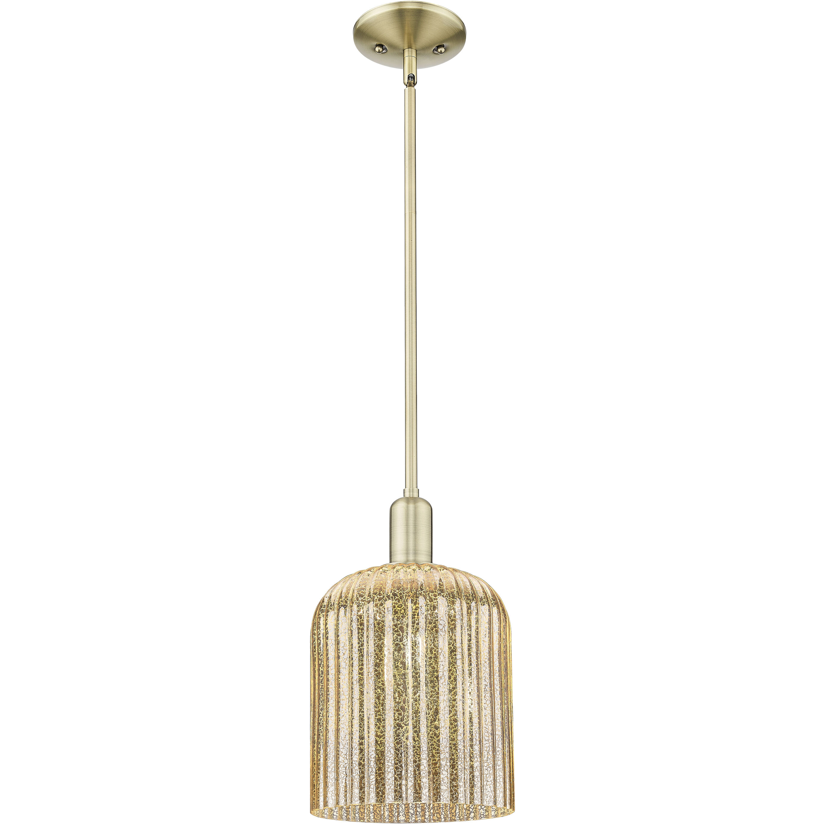 Arcadia Bridal Veil 1 Light 8 inch Antique Brass Mini Pendant Ceiling Light in Mercury