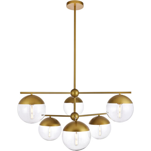 Eclipse 6 Light 36 inch Brass Pendant Ceiling Light