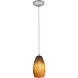 Champagne LED 5 inch Brushed Steel Pendant Ceiling Light in Brown Stone