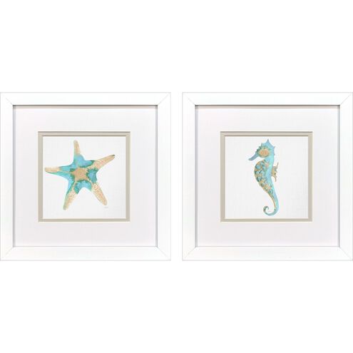 Sea Creatures Blue and Green and Orange and Turquoise Framed Art