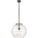 Ballston Athens Deco Swirl LED 15.75 inch Black Antique Brass Pendant Ceiling Light in Clear Deco Swirl