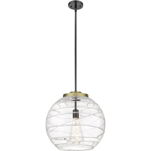 Ballston Athens Deco Swirl LED 15.75 inch Black Antique Brass Pendant Ceiling Light in Clear Deco Swirl