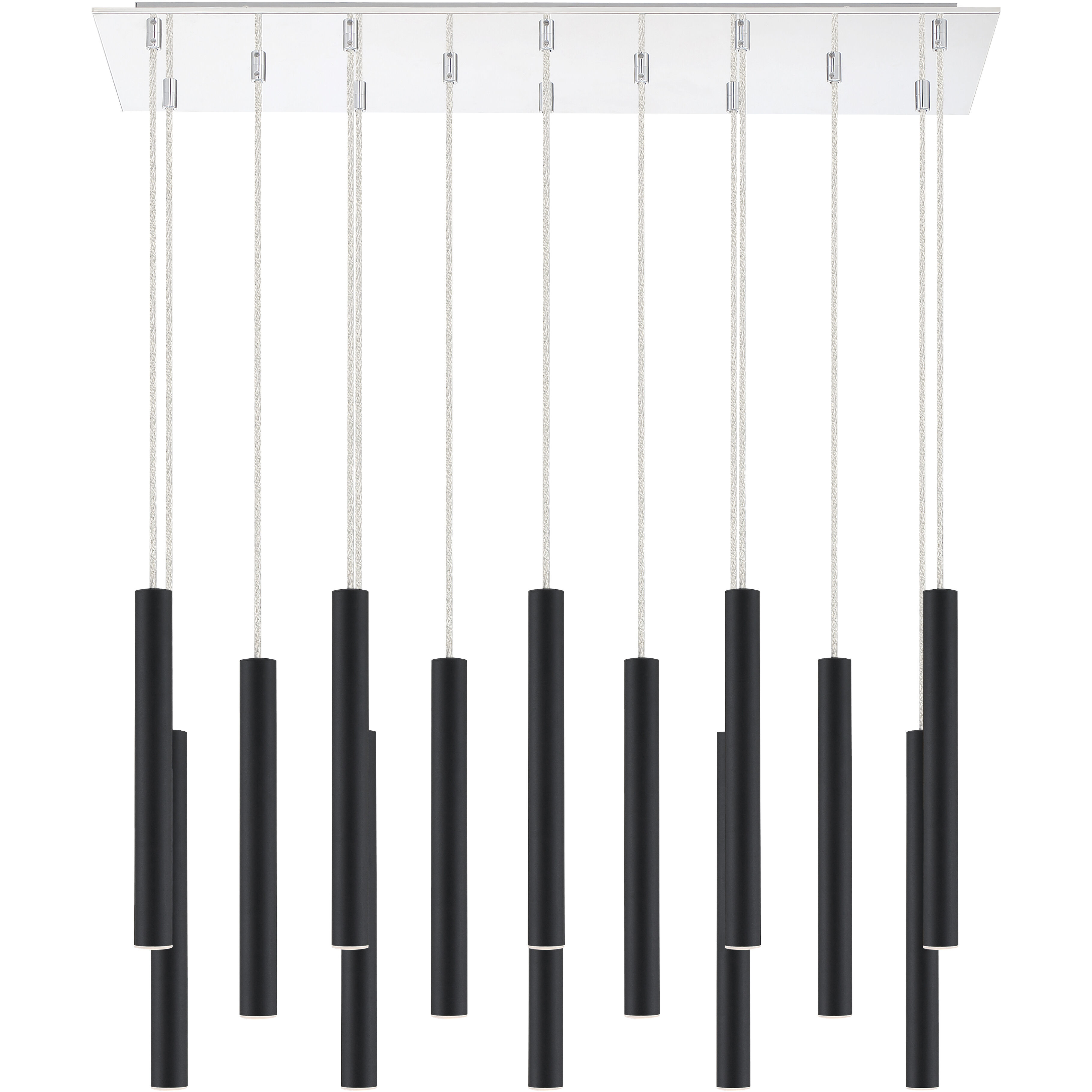 Forest LED 9.75 inch Chrome Chandelier Ceiling Light in Matte Black Steel
