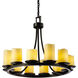 Candlearia LED 28 inch Dark Bronze Chandelier Ceiling Light in Cream (CandleAria), Cylinder with Melted Rim, 8400 Lm LED