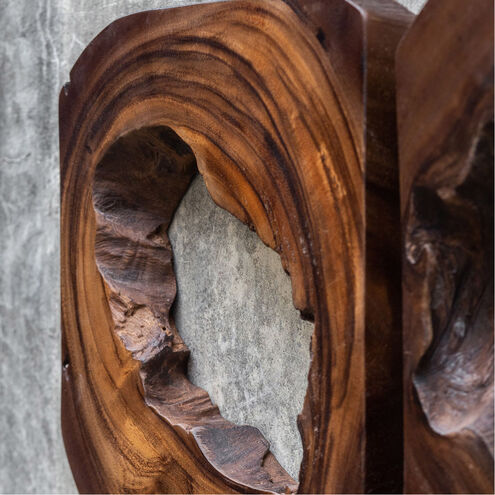 Adlai Suar Wood in Coffee Brown Wall Art, Set of 6