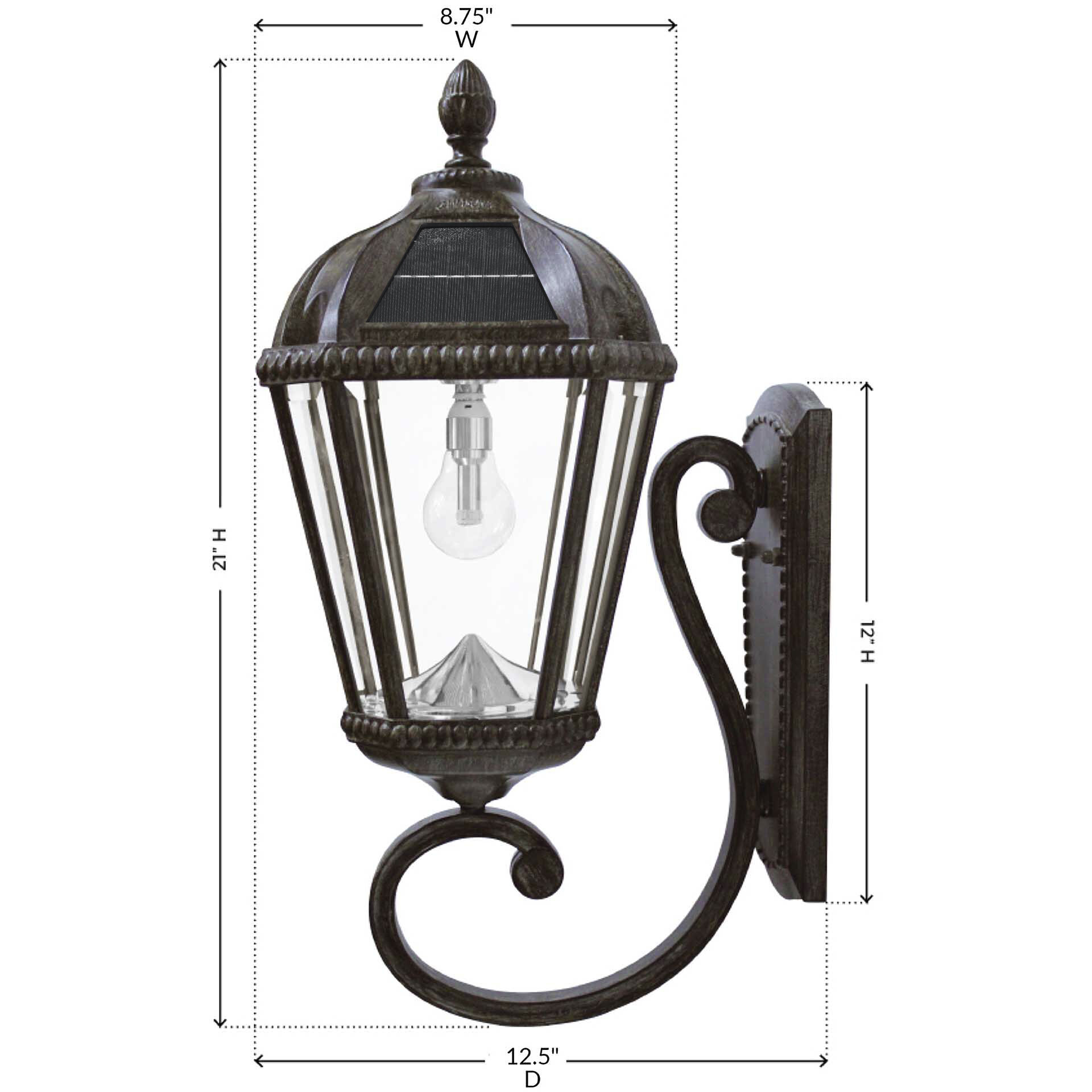 Royal LED 21 inch Weathered Bronze Outdoor Wall Sconce, Solar