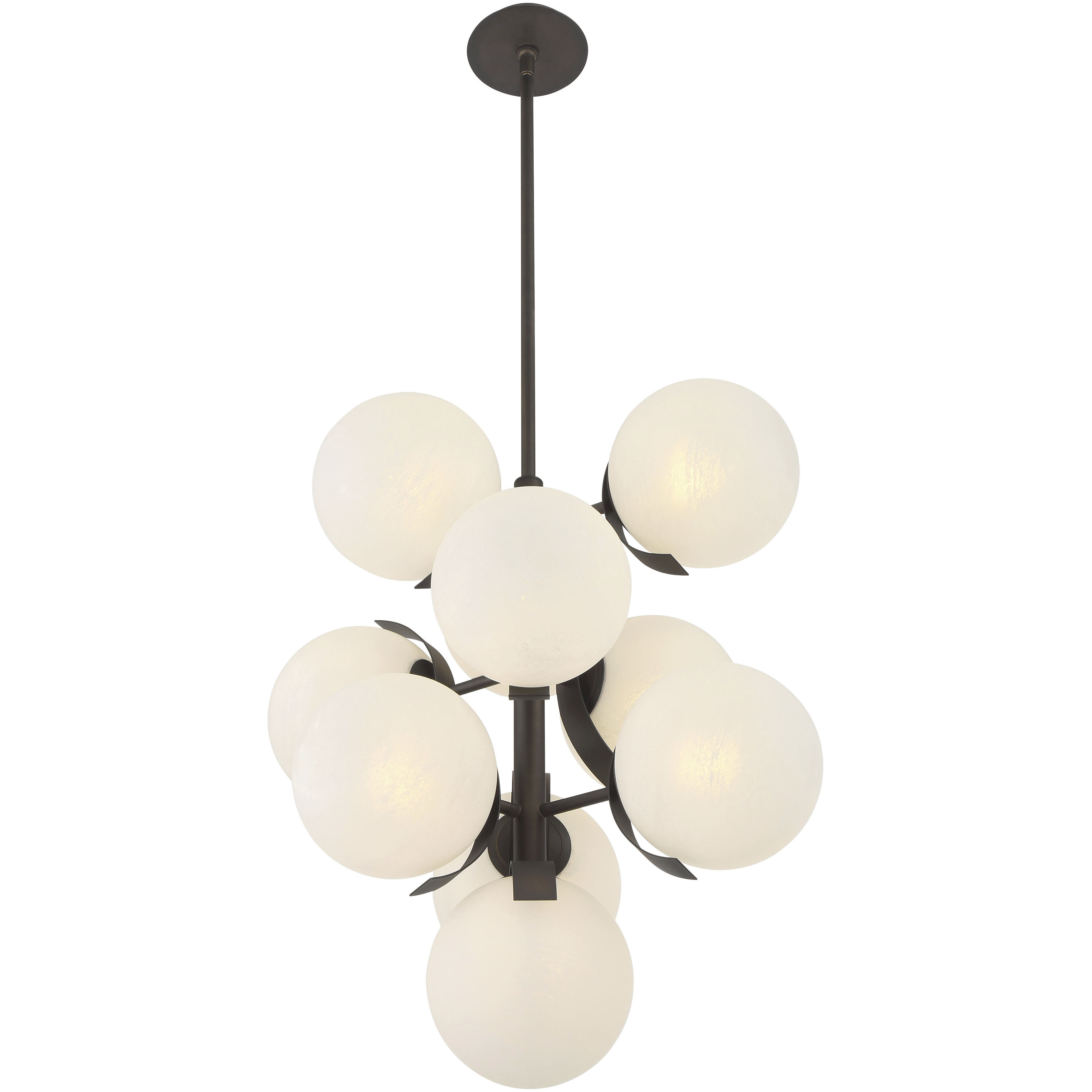 Vino 10 Light 24.75 inch Dark Bronze Pendant Ceiling Light in White Etched Alabaster Glass