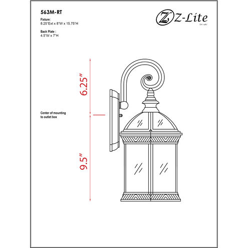 Annex 1 Light 15.75 inch Rust Outdoor Wall Light