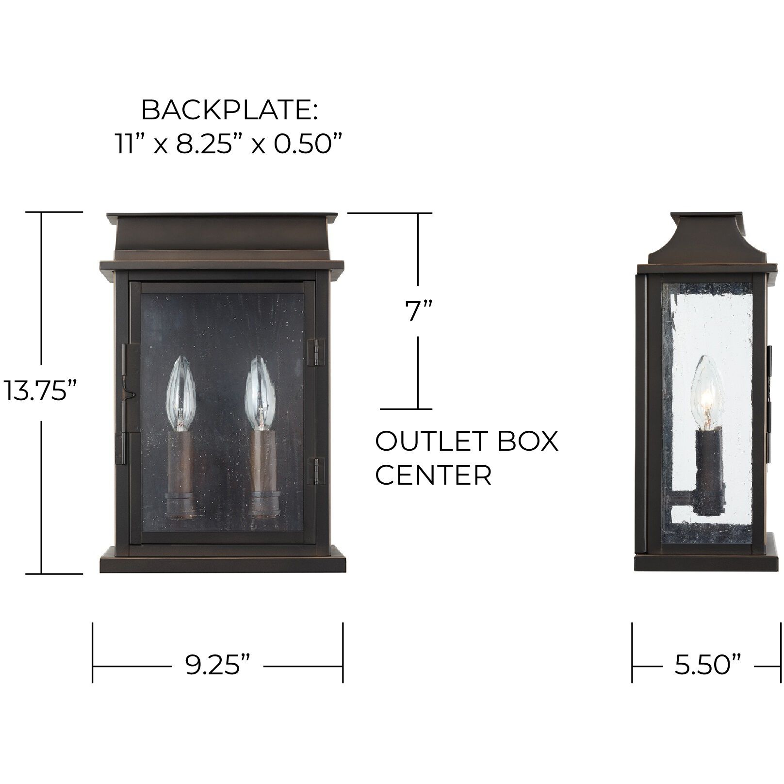 Bolton 2 Light 14 inch Oiled Bronze Outdoor Wall Lantern