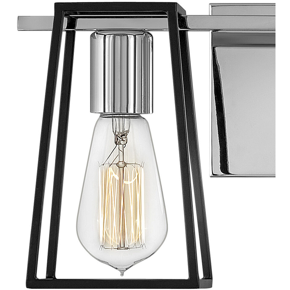 Filmore 2 Light 16 inch Chrome with Satin Black Vanity Light Wall Light