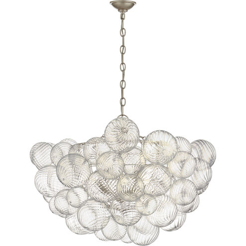Julie Neill Talia 8 Light 33 inch Burnished Silver Leaf and Clear Swirled Glass Chandelier Ceiling Light, Large